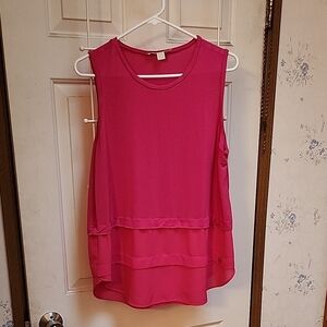 Michael Kors Pink Sleeveless Boxy Tiered Blouse